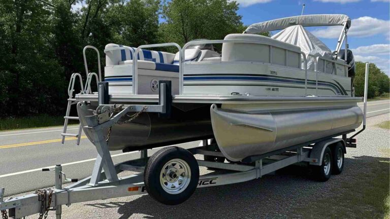 What is the height of the pontoon sitting on the trailer?