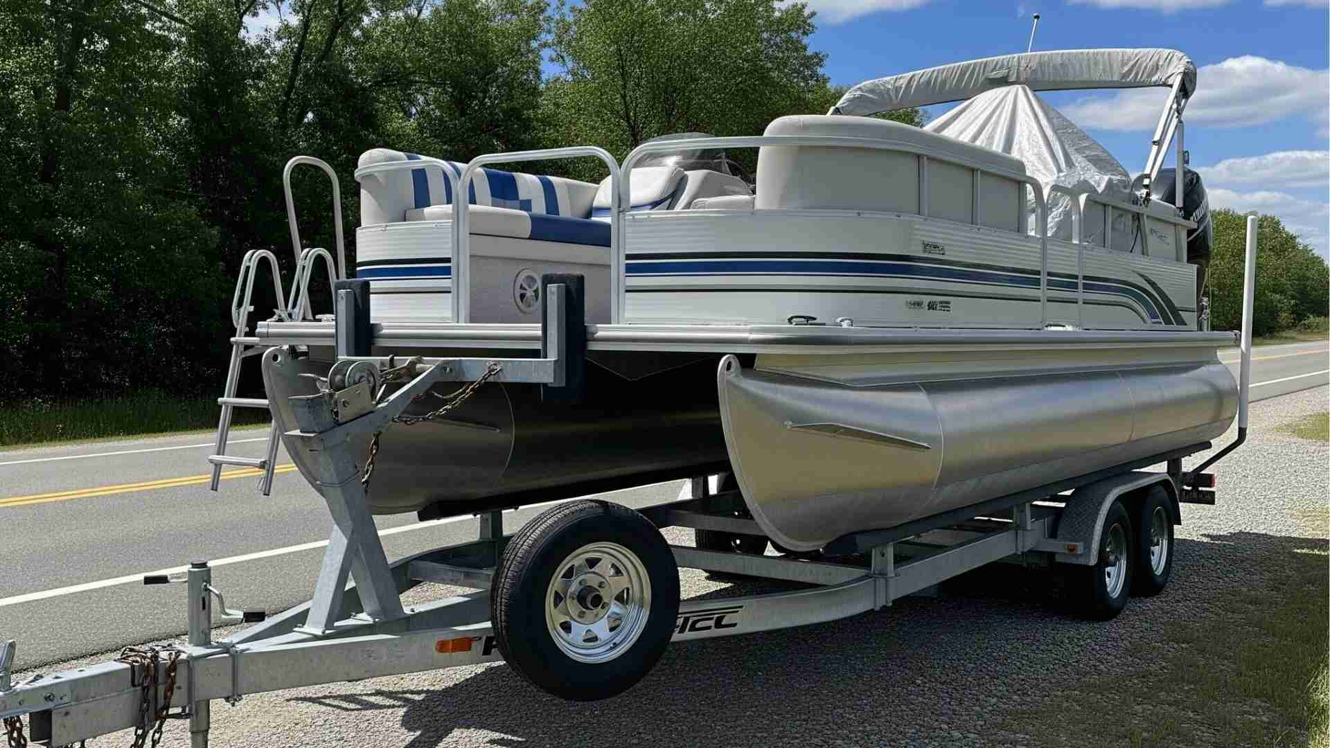 What is the height of the pontoon sitting on the trailer?
