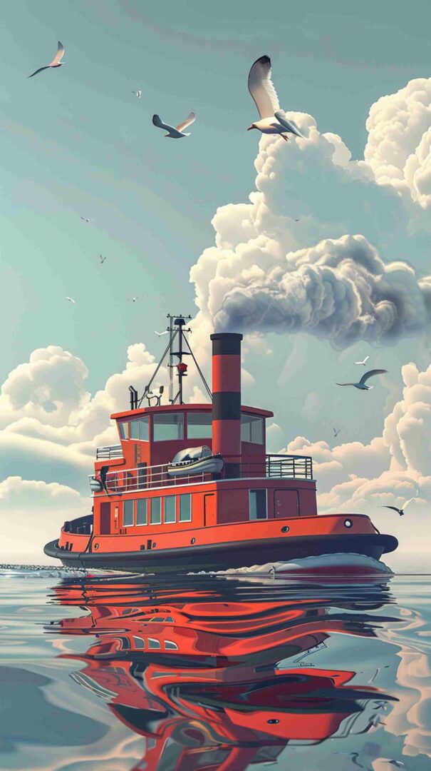 Cartoon Picture of a Ship 4K HD Wallpaper