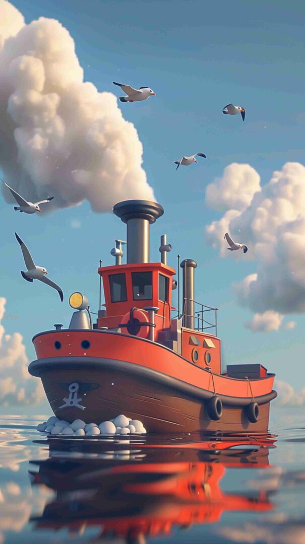 Cartoon Picture of a Ship 4K HD Wallpaper