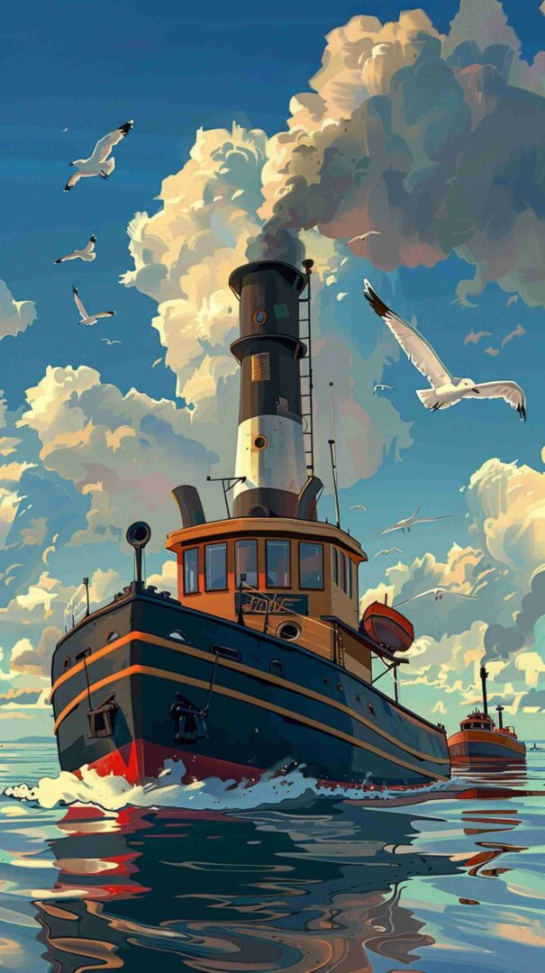 Cartoon Picture of a Ship 4K HD Wallpaper