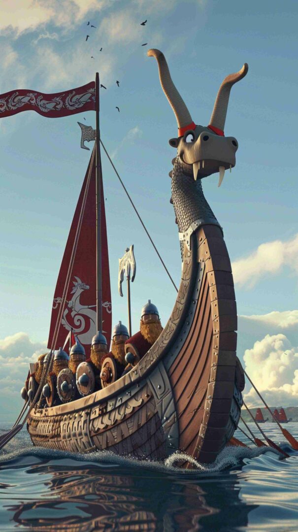 Cartoon Picture of a Ship 4K HD Wallpaper