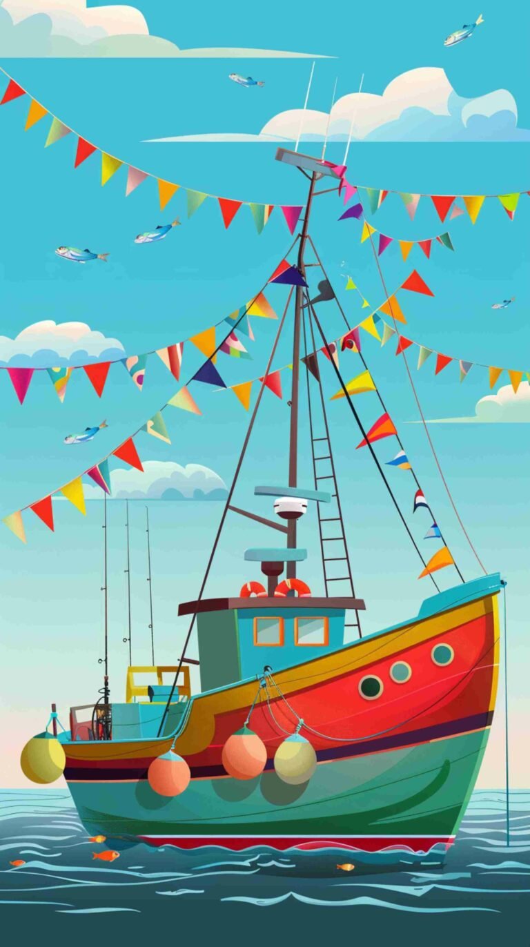 Clip Art Fishing Boat 4K HD Wallpaper