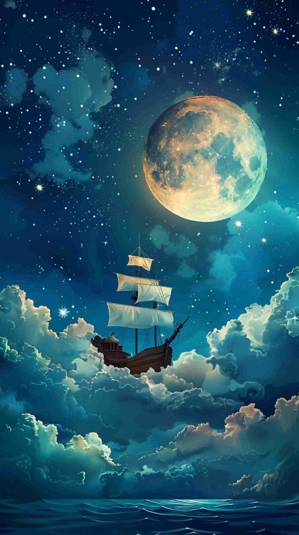 Cartoon Picture of a Ship 4K HD Wallpaper