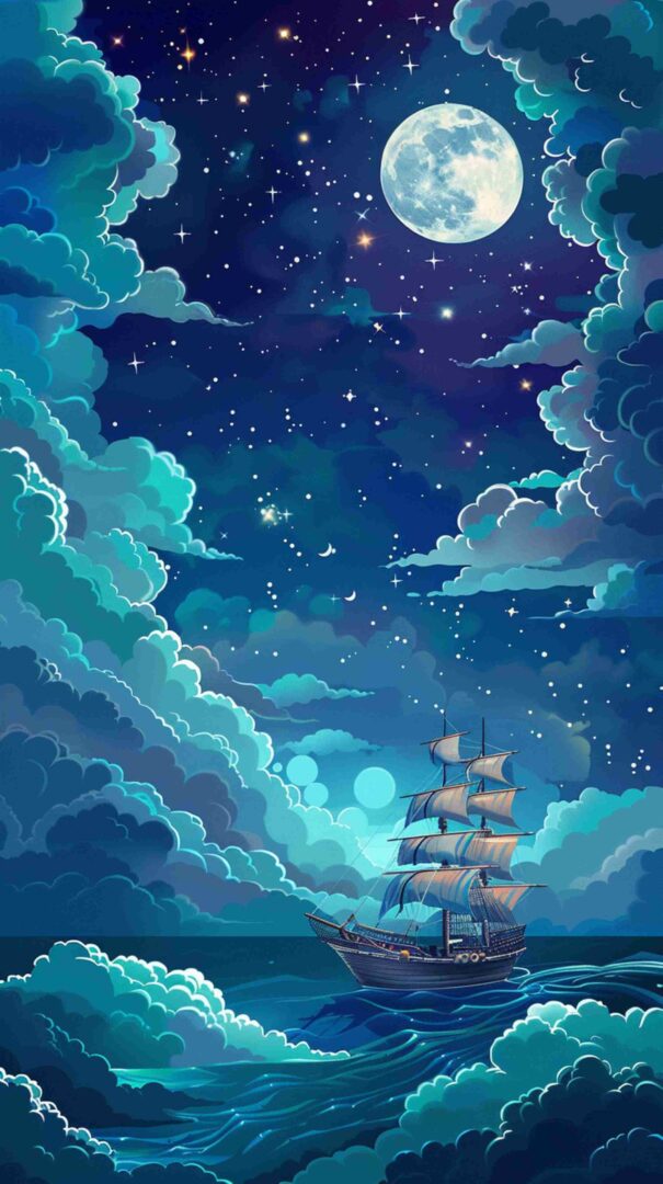 Cartoon Picture of a Ship 4K HD Wallpaper
