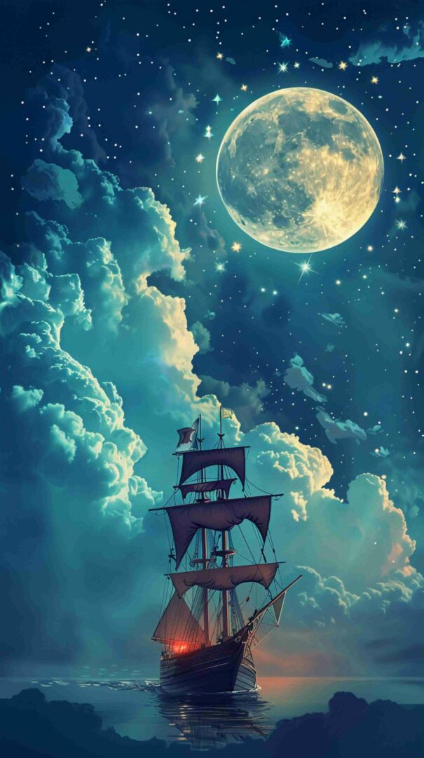 Cartoon Picture of a Ship 4K HD Wallpaper