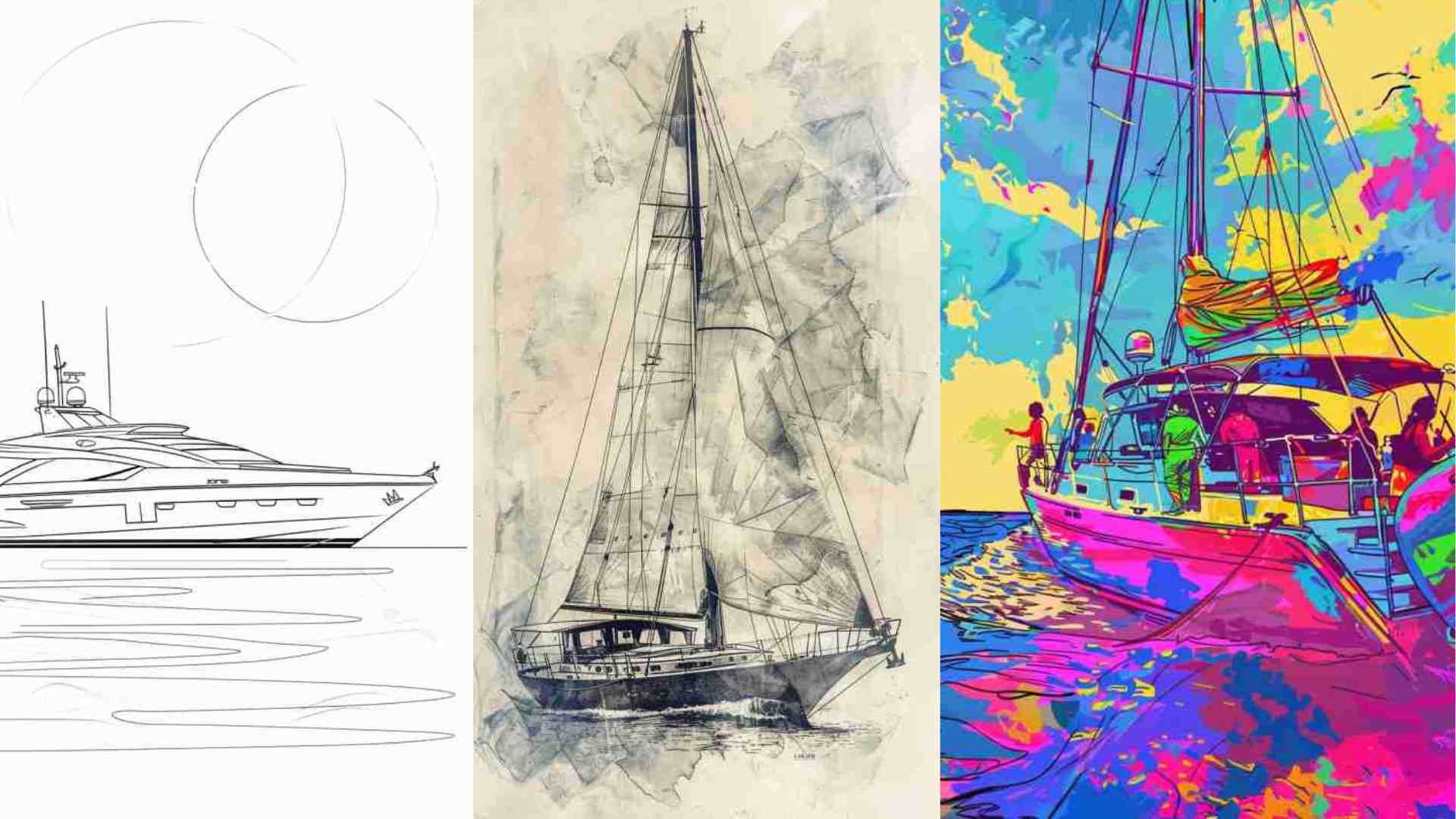 Yacht Drawing Images 4K HD Wallpapers