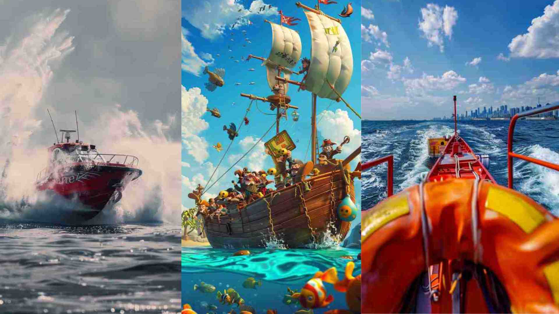 Fishing Boat Cartoon Images 4K HD Wallpapers