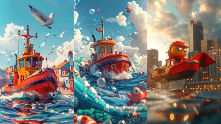 Tugboat Cartoon Images 4K HD Wallpapers