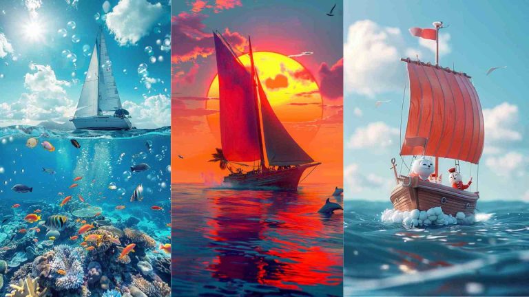 Sailing Boat Cartoon Images 4K HD Wallpapers
