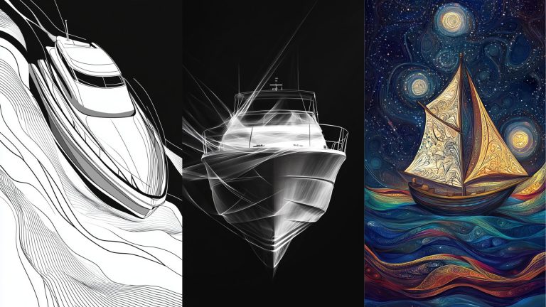 Boat Line Art Images 4K HD Wallpapers