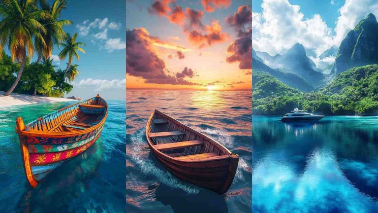 Blue Water Image Boat 4K HD Wallpapers