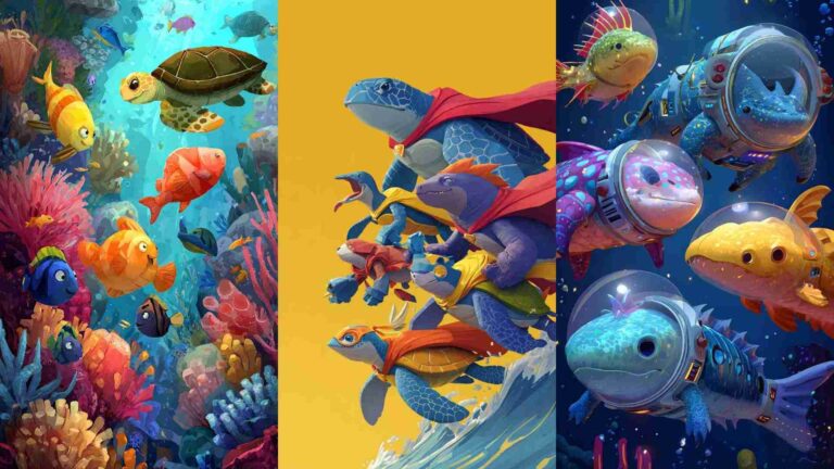 Aquatic Animals Cartoon 4K HD Wallpapers