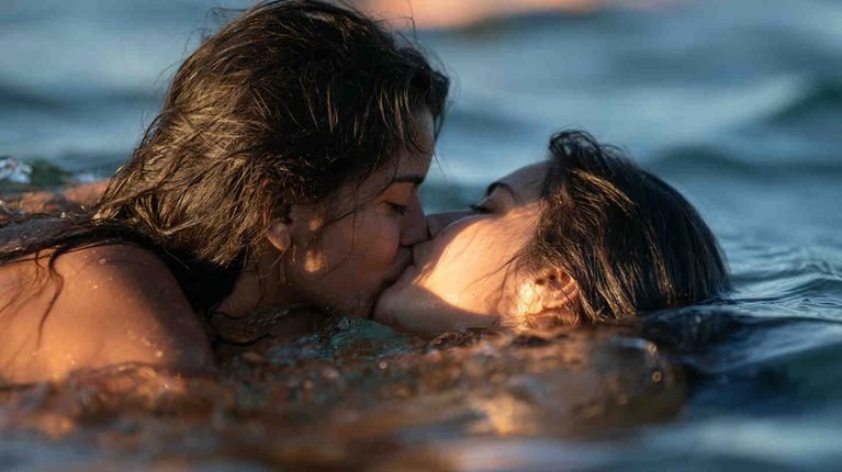 Brazilian Girls Kissing on the Water